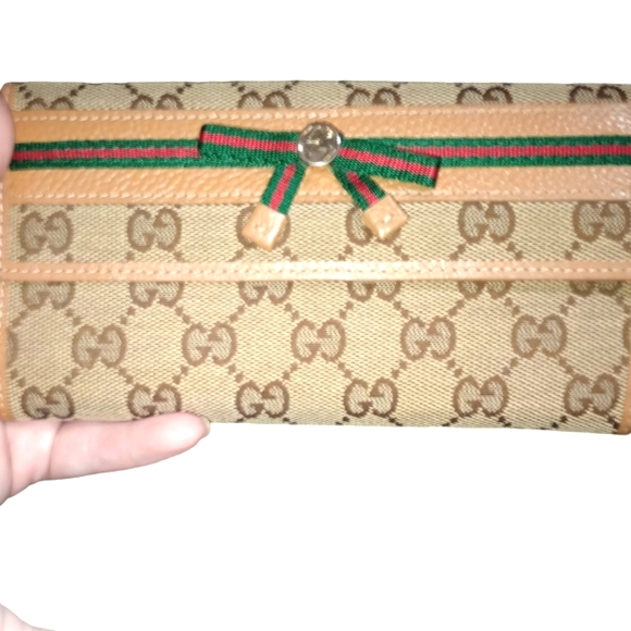 Gucci Handbags - Gucci Vintage Long Continental Monogram and Bow Women's Wallet